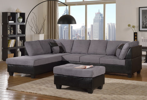 MODERN MICROFIBER SECTIONAL SOFA SET IN GREY COLOR