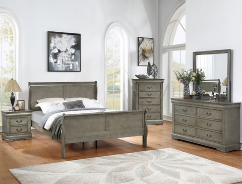 6PCS LOUIS PHILLIP BEDROOM SET IN GREY (V)
