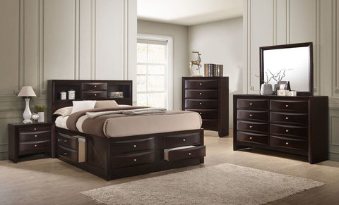 6 PCS EMILY STORAGE DARK CHERRY BEDROOM SET (V)