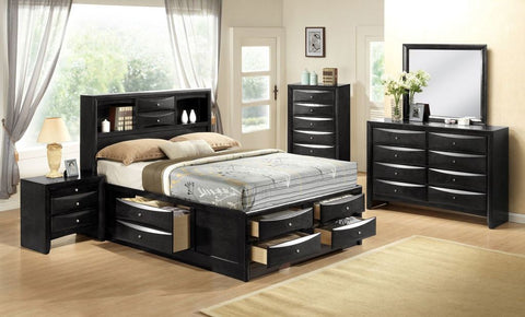 6 PCS EMILY STORAGE BLACK BEDROOM SET (V)