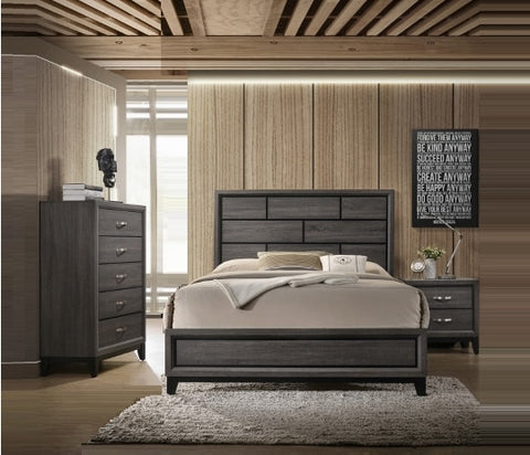 5 PC ACKERSON GREY BEDROOM SET (V)