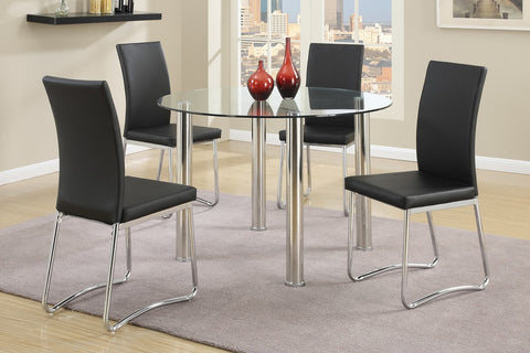 5 PCs Modern Round Dining Table Set in Black (V)