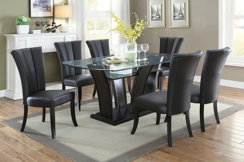7PCS GLASS TOP ESP DINING TABLE SET (V)