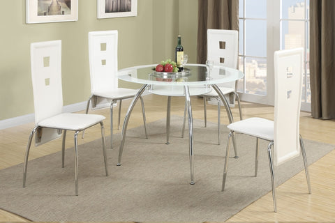 5-PCS WHITE 8MM TEMPERED GLASS TOP DINING ROOM SET (V)