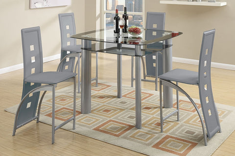 5PCS BLACK OR SILVER VERTICAL TABLE DINING SET (V)