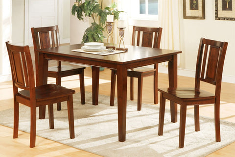 5-PCS RECTANGULAR DARK CHERRY FINISH DINING ROOM SET (V)