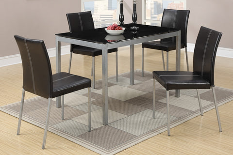 5-PIECE BLACK GLASS TABLE TOP DINING SET (V)