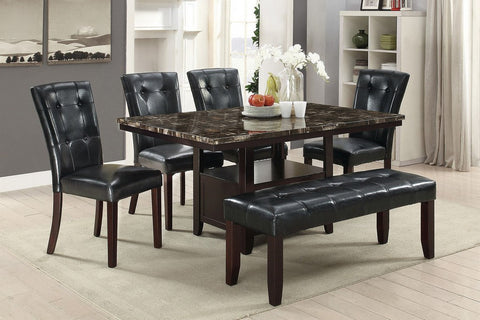 5PCS MARBLE ESPRESSO TABLE DINING SET (V)