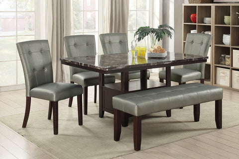 MARBLE ESPRESSO TOP TABLE DINING SET (V)