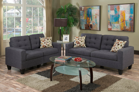 FABRIC SOFA SET 2PC BLUE GREY COLOR