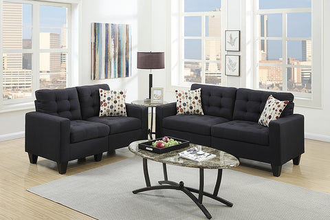 FABRIC SOFA SET 2PC BLACK COLOR