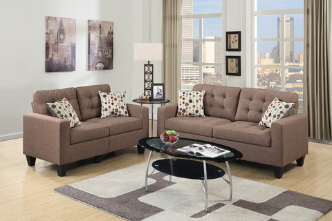 FABRIC SOFA SET 2PC LIGHT COFFEE COLOR