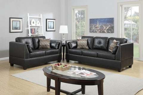 LEATHER SOFA SET 2PC ESPRESSO COLOR