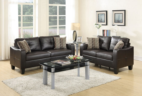LEATHER SOFA SET 2PC ESPRESSO COLOR