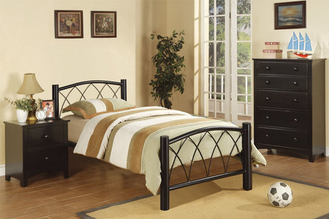 TWIN/FULL SIZE BED IN BLACK METAL FRAME (V)