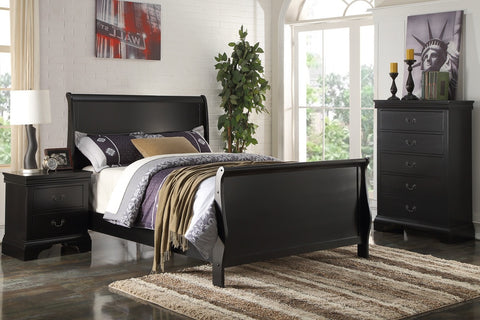 SLEIGH DESIGN BLACK TWIN/FULL BED FRAME (V)