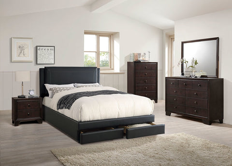 MARK MODERN UPHOLSTERED BONDED LEATHER IN BLACK (V)