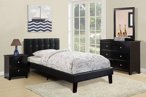 TWIN BED PU BLACK (V)