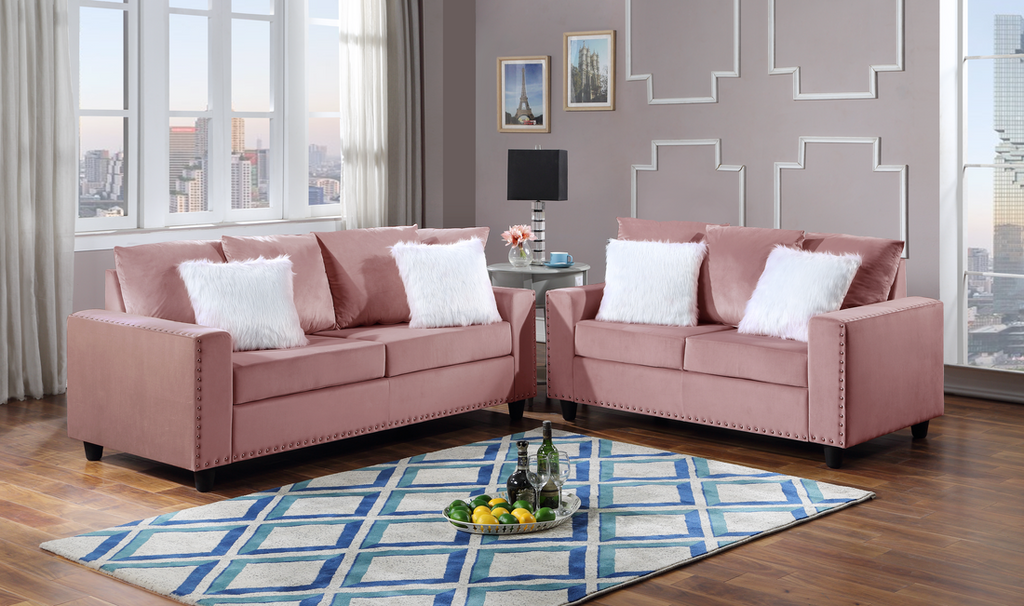 Pink sofa set deals