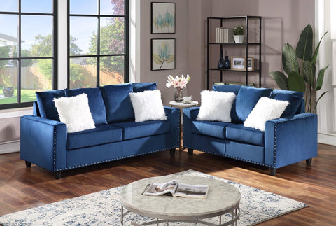 2PC CINDERELLA SOFA SET IN BLUE