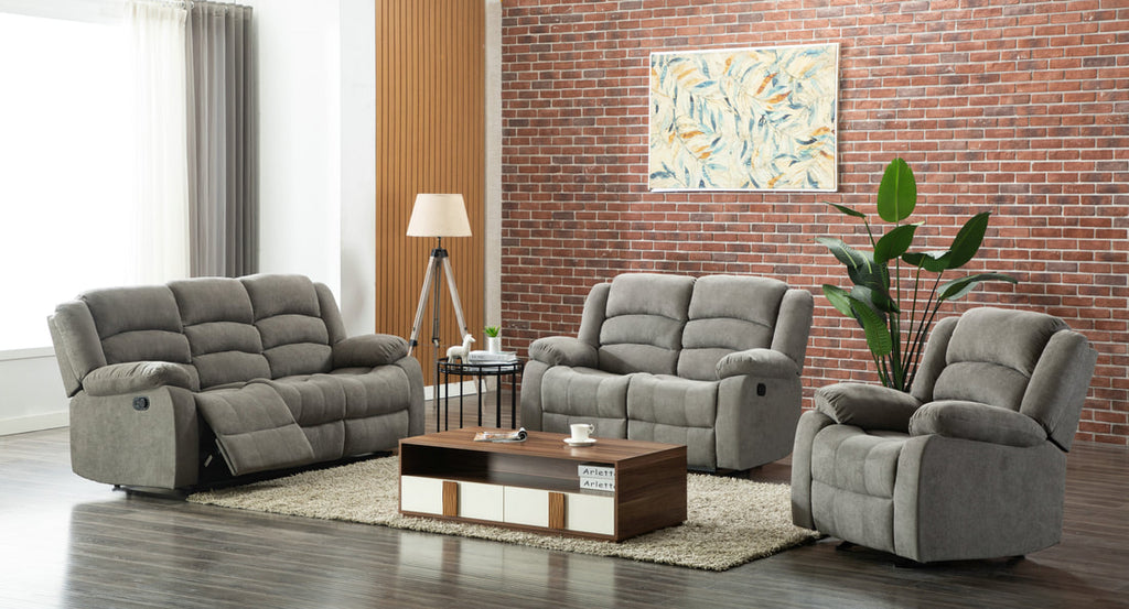 Grey fabric best sale recliner sofa set