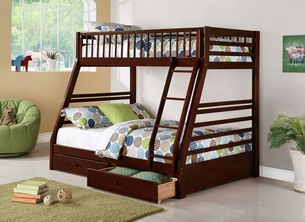 Twin Over Full Bunk Bed with 2 Drawers (V) – VIVI Furniture