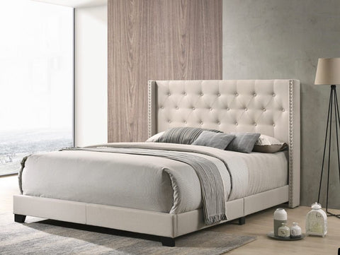 QUEEN BED IN SAND BEIGE