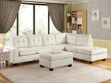 10 HEIGHTS 3-PC BONDED LEATHER SECTIONAL W STORAGE OTTOMAN