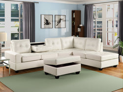 10 HEIGHTS 3-PC BONDED LEATHER SECTIONAL W STORAGE OTTOMAN