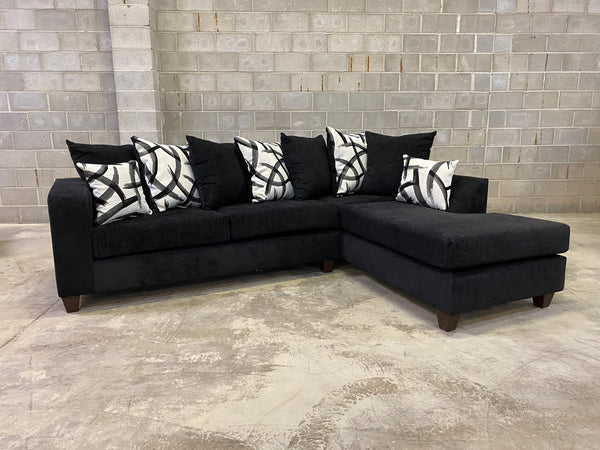 110 BLACK SECTIONAL SOFA SET WITH FREE PILLOW VIVI Furniture