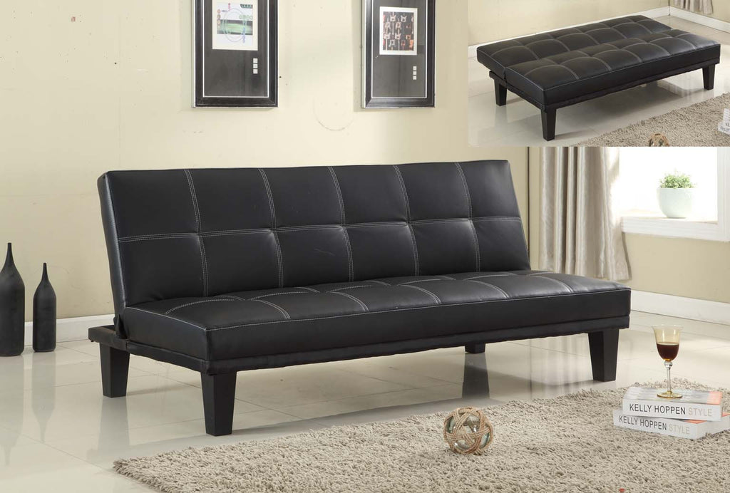 Pu Leather Sofa Bed In Black Vivi