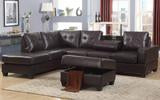 BONDED LEATHER SECTIONAL WITH STORAGE OTTOMAN