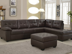 3PCS BROWN LEATHER SECTIONAL W/OTTOMAN
