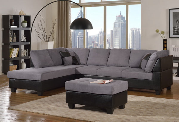 Modern Microfiber Sectional Sofa Set In