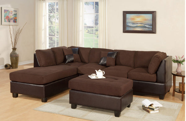 MODERN MICROFIBER SECTIONAL SOFA SET IN CHOCOLATE COLOR