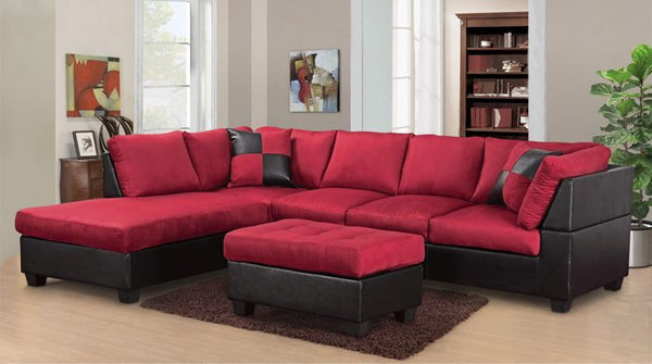 MODERN MICROFIBER SECTIONAL SOFA SET IN RED COLOR