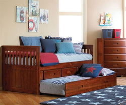 TWIN CAPTAIN BED W/TRUNDLE + 3 DRAWERS (V)