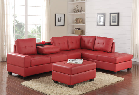 2HEIGHTS SECTIONAL WITH STORAGE OTTOMAN SET RED COLOR
