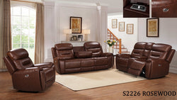ROSEWOOD POWER RECLINING SOFA SET WITH DDT ( USB CHARGE )
