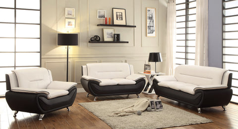 G LEATHER SOFA SET WHITE AND BLACK COLOR