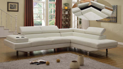 MODERN WHITE BONDED LEATHER SECTIONAL