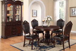 ASTOUNDING CARVED FLORAL ACCENTS 5 PCS FORMAL ROUND DINING ROOM SET