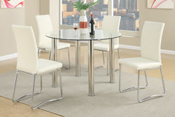 5 PCs ModernRound Dining Table Set in White (V)