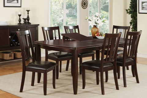 DEEP BROWN WOOD FINISH ABSTRACT RECTANGULAR SHAPED 7-PIECES DINING ROOM SET (V)