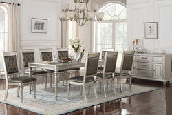 7PC RECTANGULAR DINING TABLE SET IN SILVER FINISH (V)