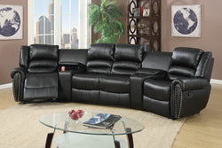 5PC BALCK LEATHER RECLINING SECTIONAL