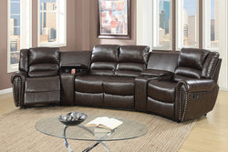 5PCS BROWN LEATHER RECLINING SECTIONAL