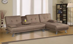 ACCENT TUFTED SECTIONAL ADJUSTABLE SOFA BED IN LIGHT OFFEE