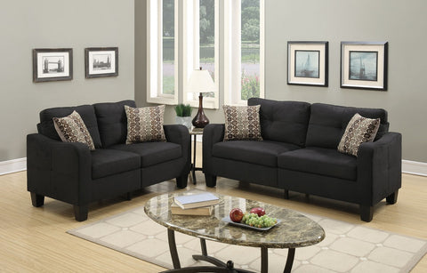Fabric Sofa Set 2pc Black Color Vivi