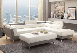 MODERN WIDE PLUSH  SECTIONAL IN WHITE GREY